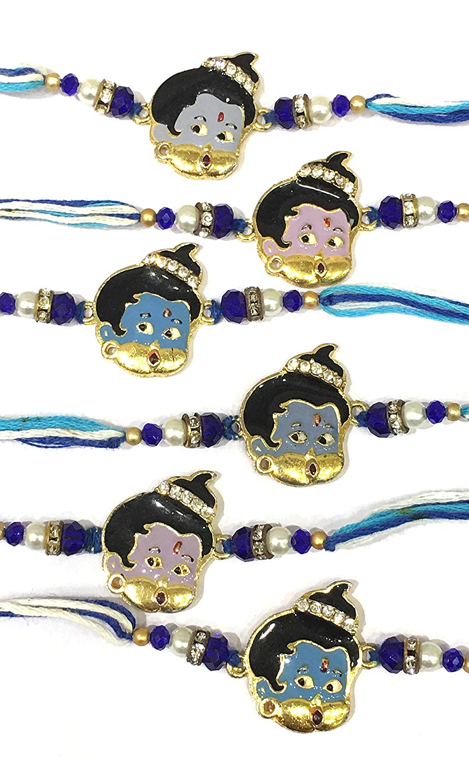 Digital Dress Room (Set of 6) Designer Rakhi for Men Gold Plated & Crystal Beads Multicolor Thread Rakhi