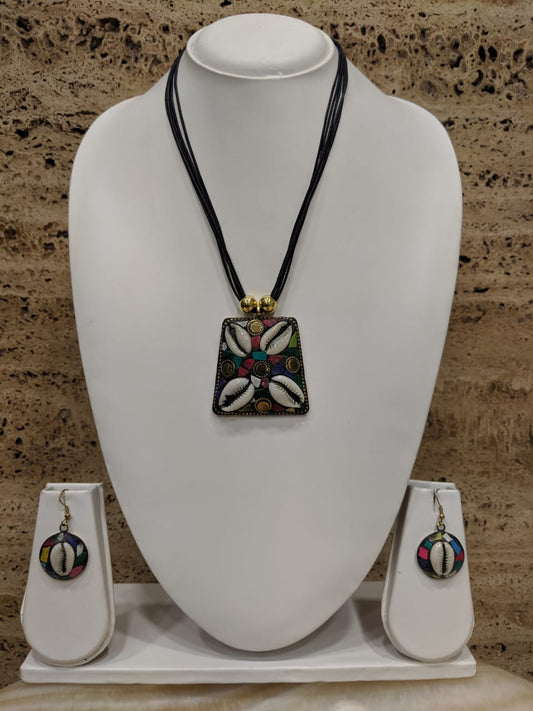 Navratri Rajastani Necklace Set with Earring for Girls Women Garba Dandiya Antique Multi Color Banjara Costume Fashion Afghani Tribal Imitation Silver Oxidized Designer Jewelry