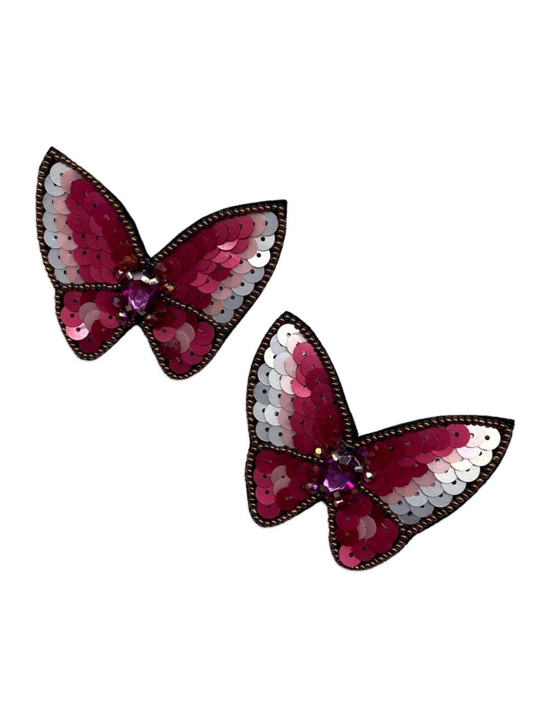 Colourful Sequence Beaded Butterfly Stud Earrings