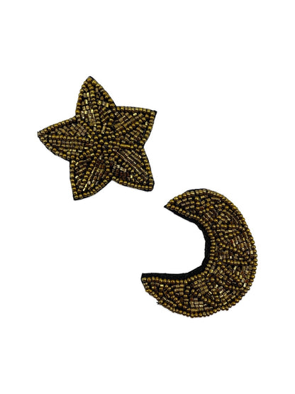 Antique Gold Beaded Star & Moon Stud Earring Designs