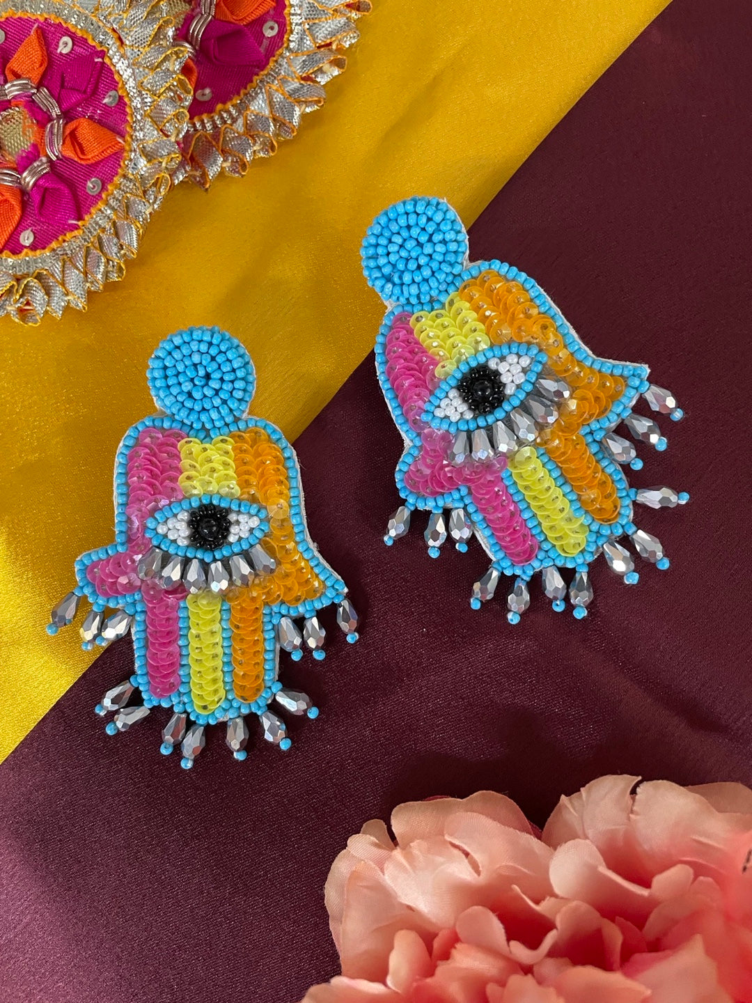 Evil eye beaded on sale earrings