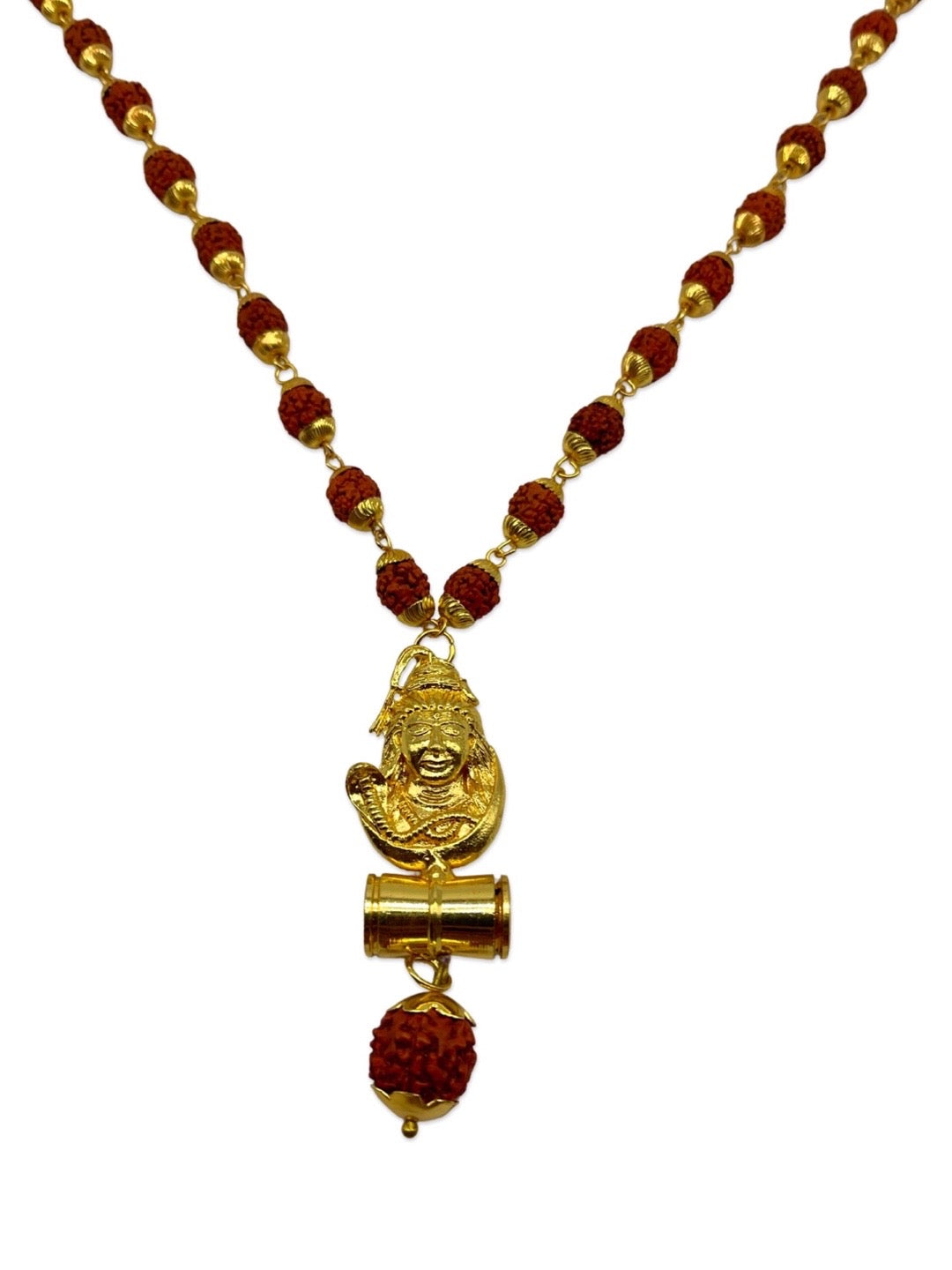 Gold Plated Rudraksha Mala Lord Shiva Big Locket