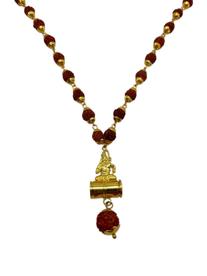 Gold Plated Rudraksha Mala Lord Shiva Small Locket