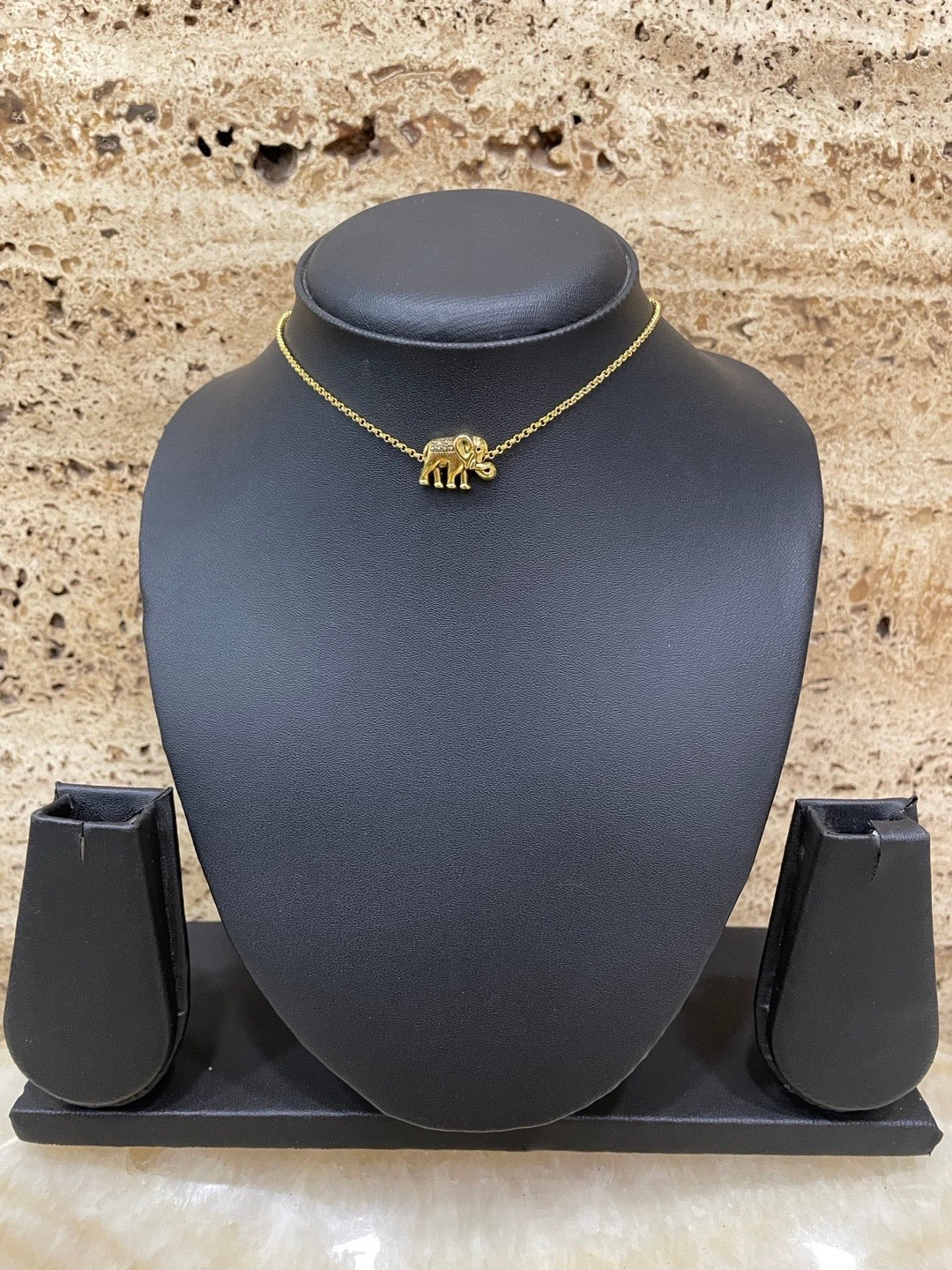 Gold Plated Choker Necklace Elephant Design Pendant