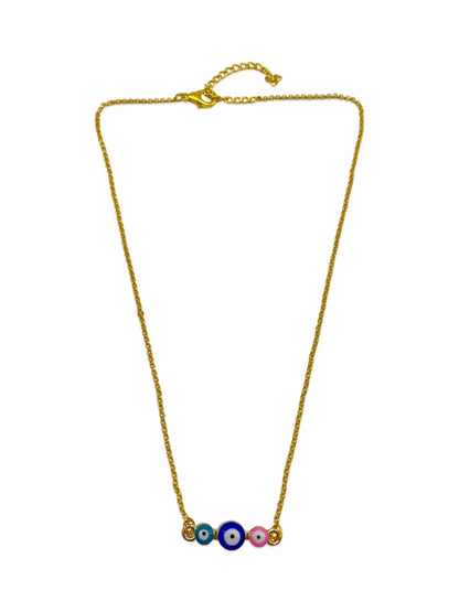Gold Plated Choker Necklace 3 Color  Evil Eye Design Pendant