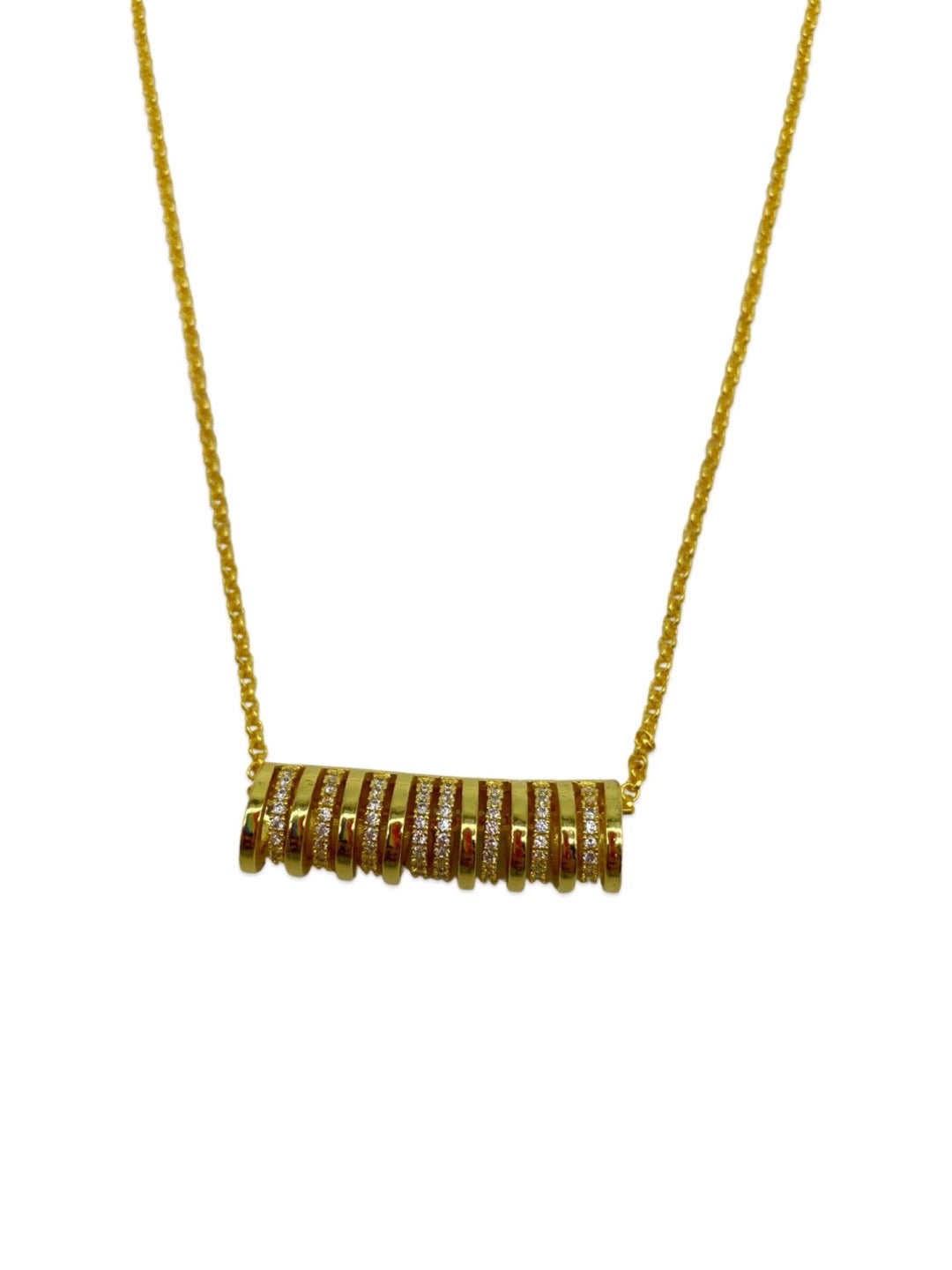 Gold Plated Choker Necklace Barrel Design AD Pendant