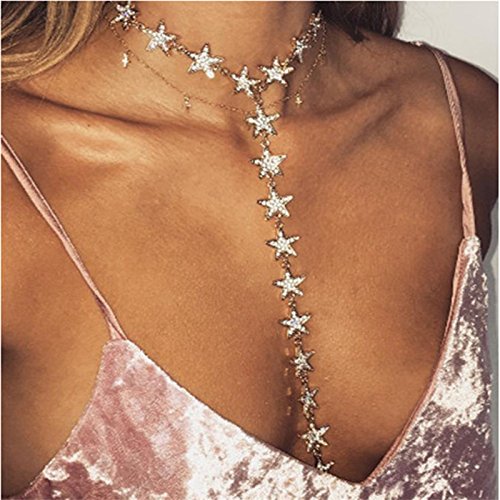 Digital Dress Room Crystal Star Choker Collar Necklace