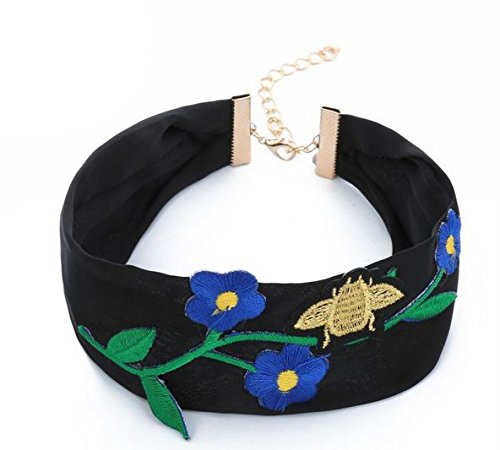 Digital Dress Room Embroidery Flowers Bee Silk Ribbon Choker Necklaces