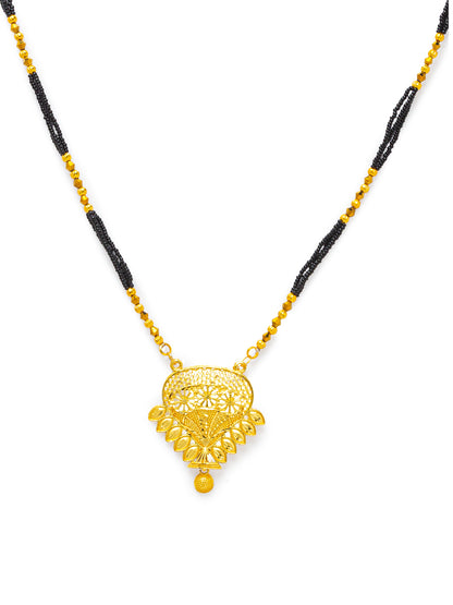 Combo Set of 2 Gold Plated Long Mangalsutra Designs and Short Mangalsutra Designs Red Stone Pendant