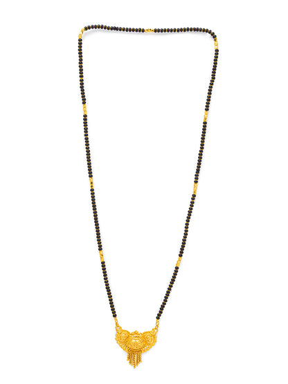 Combo Set of 2 Gold Plated Long Mangalsutra Designs and Short Mangalsutra Designs Red Stone Pendant