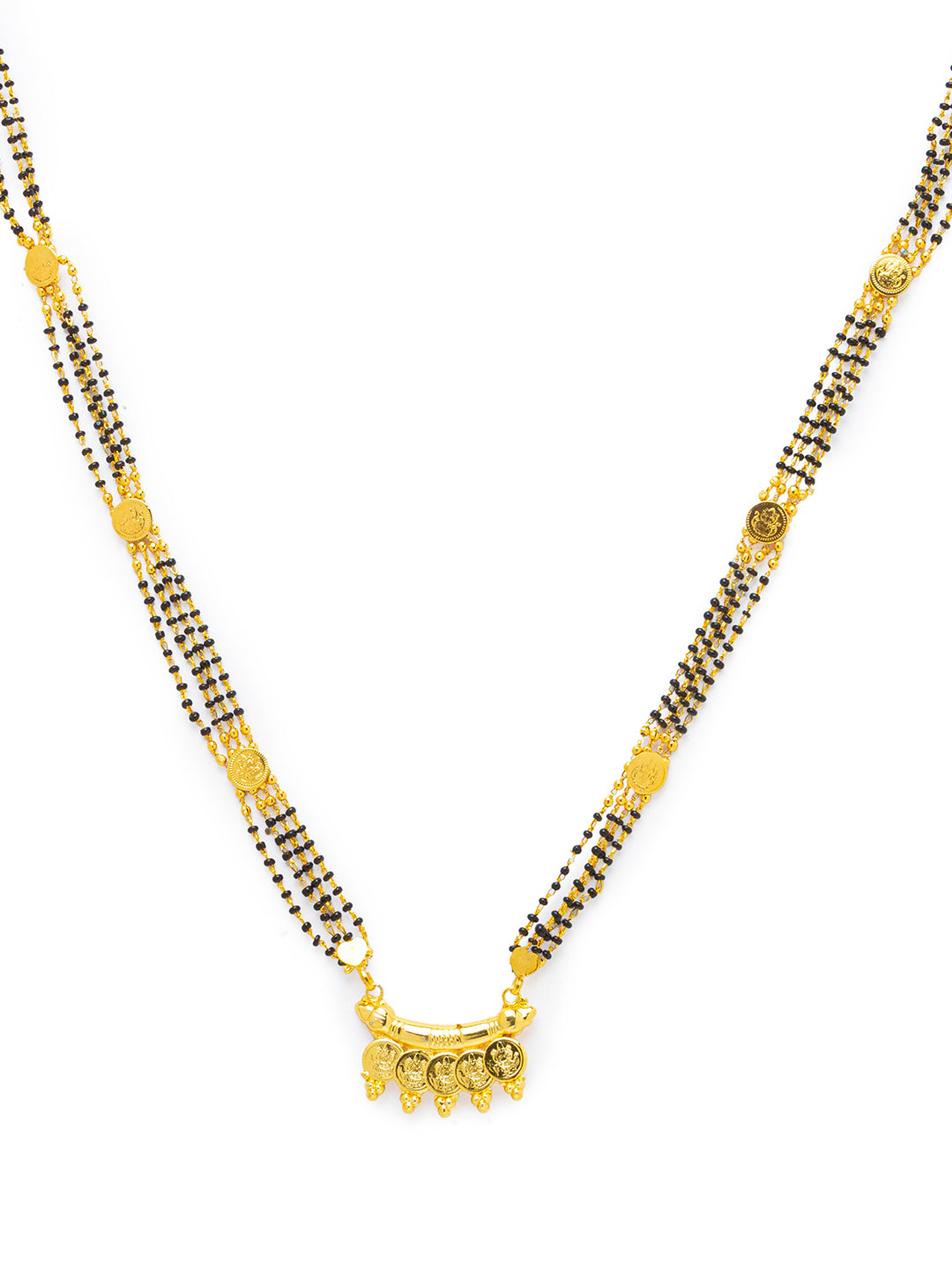 Combo Set of 2 Gold Plated Long Mangalsutra Designs and Short Mangalsutra Designs Red Stone Pendant