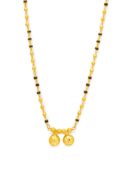 Combo Set of 2 Mangalsutra Designs Gold Plated Layered Pattern Black Gold Beads Vati Pendant