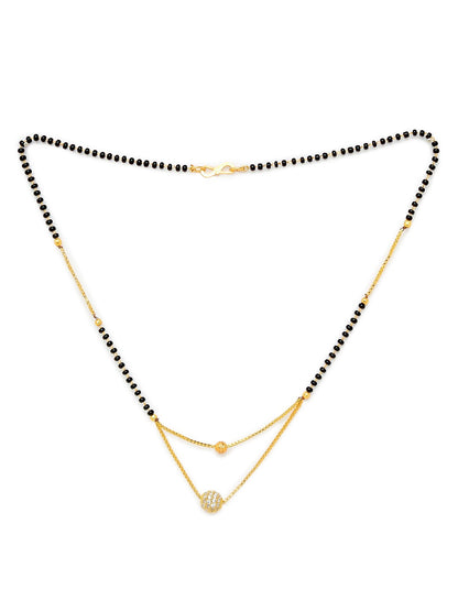 Combo Set of 2 Mangalsutra Designs Gold Plated Layered Pattern Black Gold Beads Vati Pendant