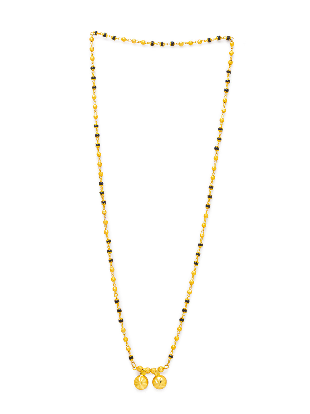 Combo Set of 2 Mangalsutra Designs Gold Plated Layered Pattern Black Gold Beads Vati Pendant