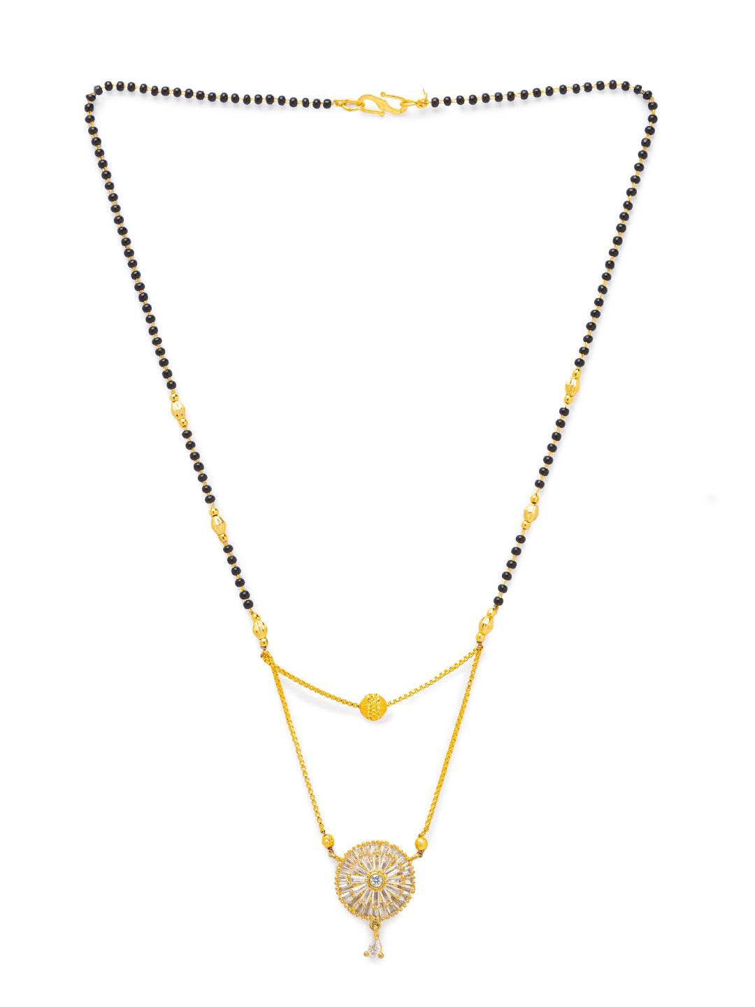 Combo Set of 2 Gold Plated Long Mangalsutra Designs and Short Mangalsutra Designs with Round Pendant