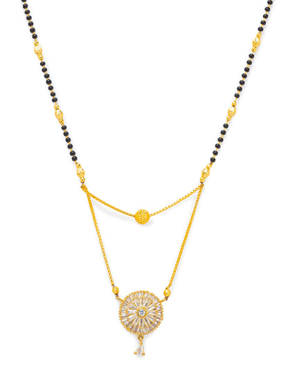 Combo Set of 2 Gold Plated Long Mangalsutra Designs and Short Mangalsutra Designs with Round Pendant