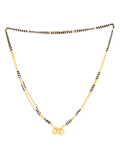 Combo Set of 2 Gold Plated Long Mangalsutra Designs and Short Mangalsutra Designs with Leaf Pendant