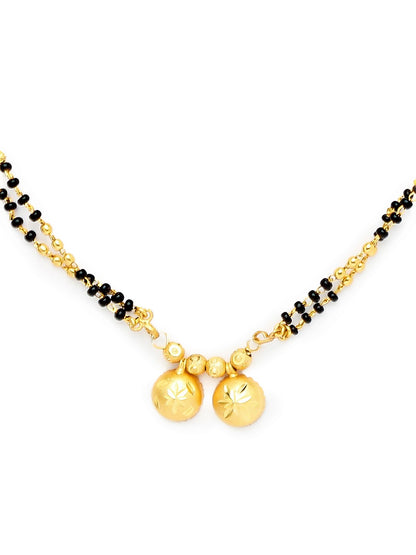 Combo Set of 2 Gold Plated Long Mangalsutra Designs and Short Mangalsutra Designs with Leaf Pendant