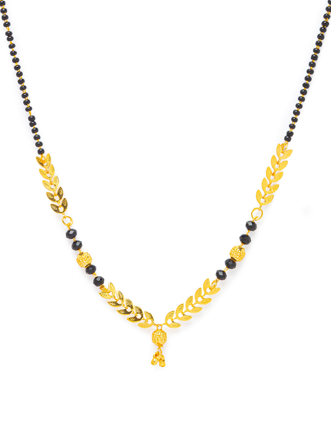 Combo Set of 2 Mangalsutra Designs Gold Plated Leaf Pattern Design Black Gold Beads Mangalsutras