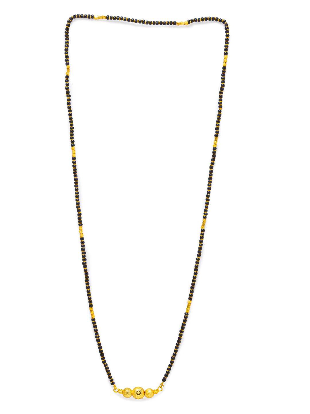 Combo Set of 2 Mangalsutra Designs Gold Plated Leaf Pattern Design Black Gold Beads Mangalsutras