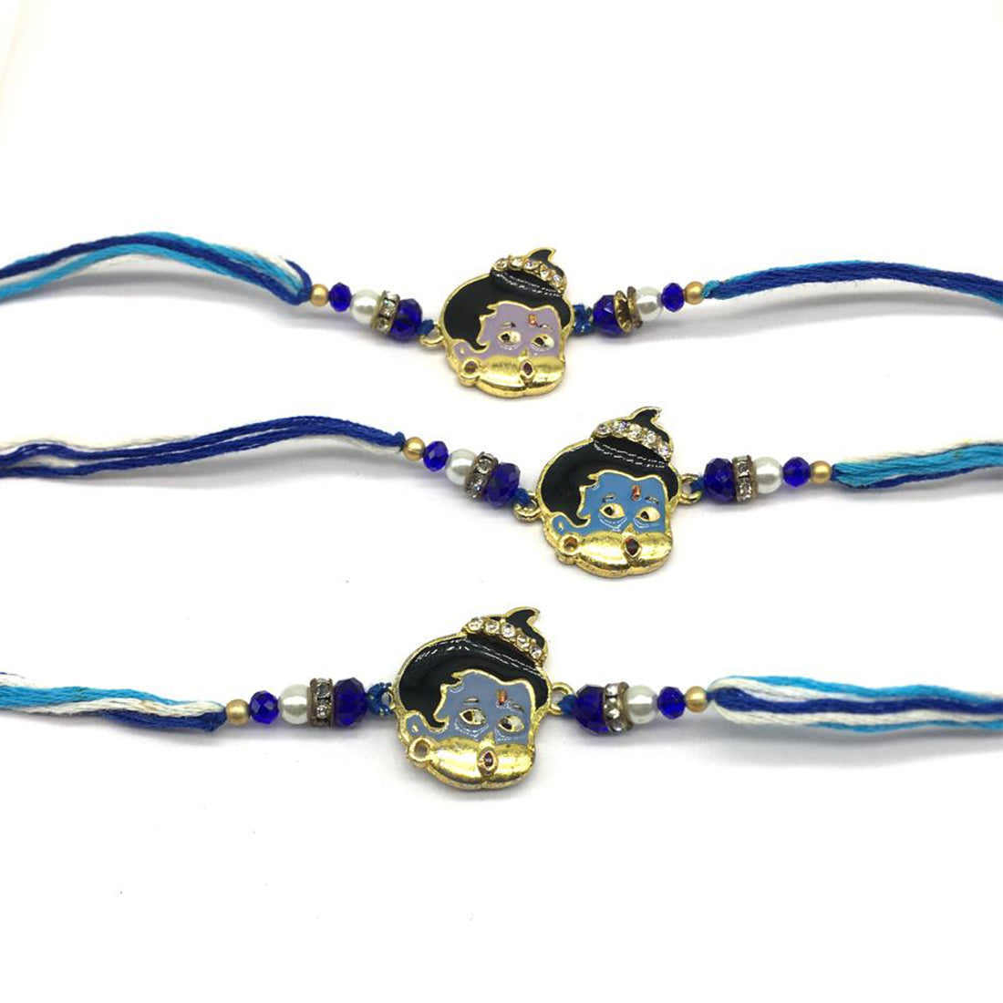 Digital Dress Room (Set of 3) Hanuman Ji Rakhi for Kids Blue Bead with Stone Multicolor Thread Cartoon Rakhi for Brother