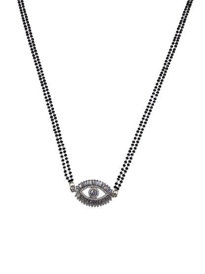 Big Evil Eye AD Pendent Silver Short Mangalsutra