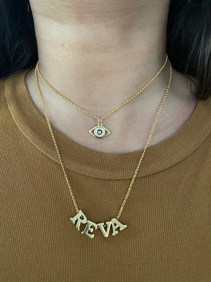 Double Layered Evil Eye Name Necklace
