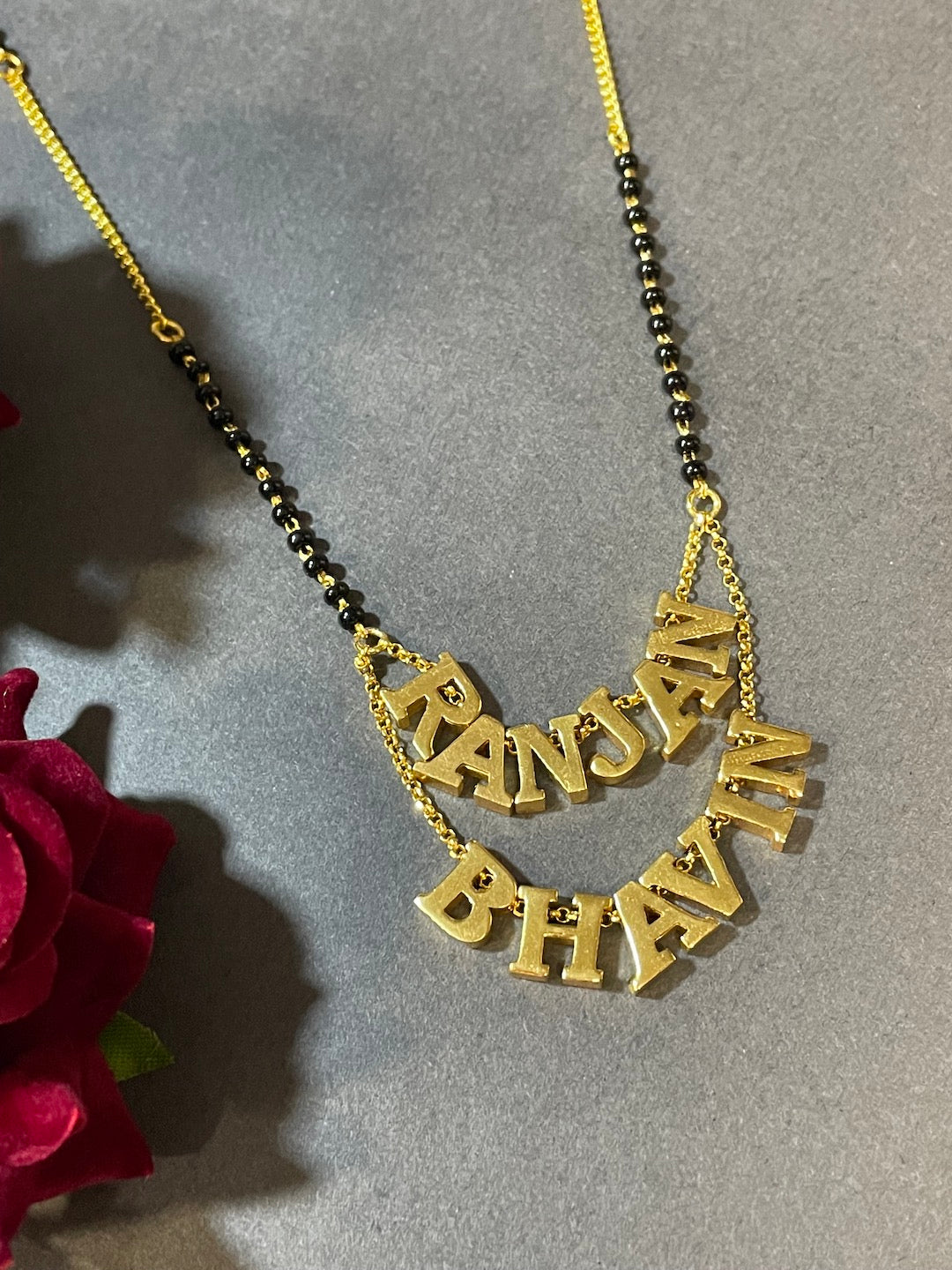 Personalized Husband-Wife Name Mangalsutra Design Short Mangalsutra