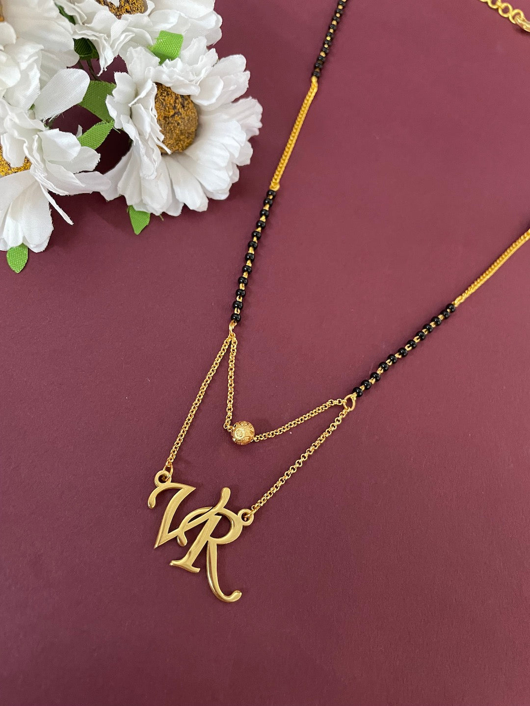 Custom Initial Pendant Name Mangalsutra Necklace (20 Inches)
