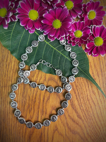 German Oxidised Silver Anklets Elephant Engraved Coins Design Payal Silver Plating Foot Jewellery