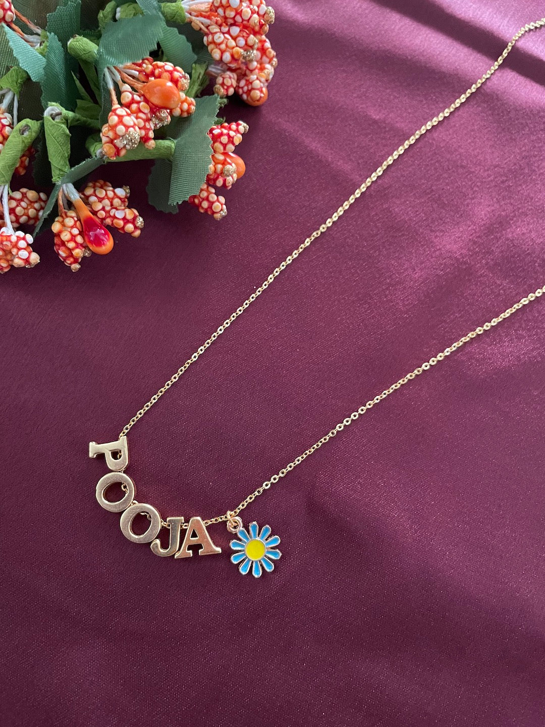 Pooja name locket deals chain