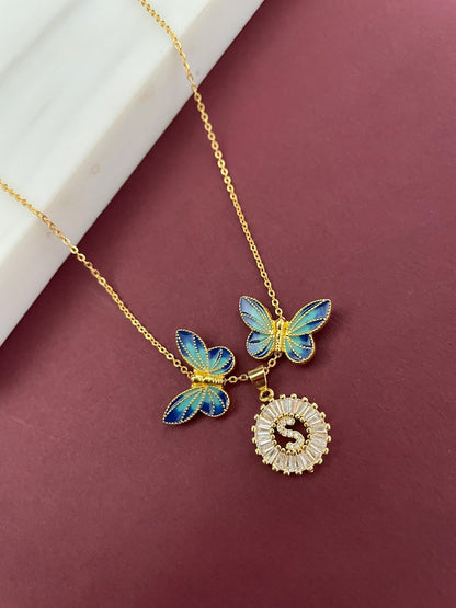 A-Z Initial Butterfly Necklace | Custom Letter Necklace