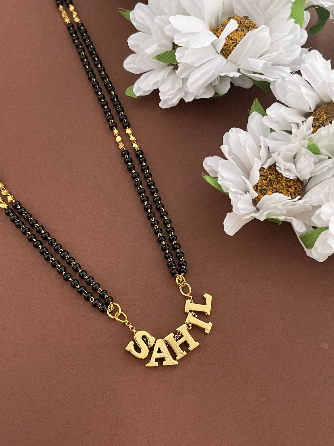 Fancy Name Mangalsutra With 2 Line Black Beads Chain | Short Mangalsutra