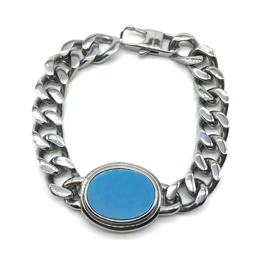 Digital Dress Room Blue Oval Semi Precious Turquoise Rakhi Salman Khan Bracelet