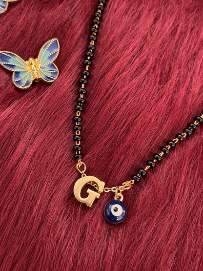 A-Z Letter Short Mangalsutra Designs with Evil Eye (20 Inches)